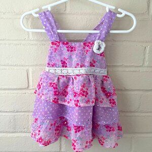 Wonder Kids Purple Pink Floral Sparkle Tiered Tank | 12 Months